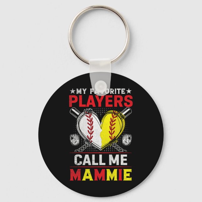 My Favourite Baseball Softball Players Call Me Mam Key Ring (Front)