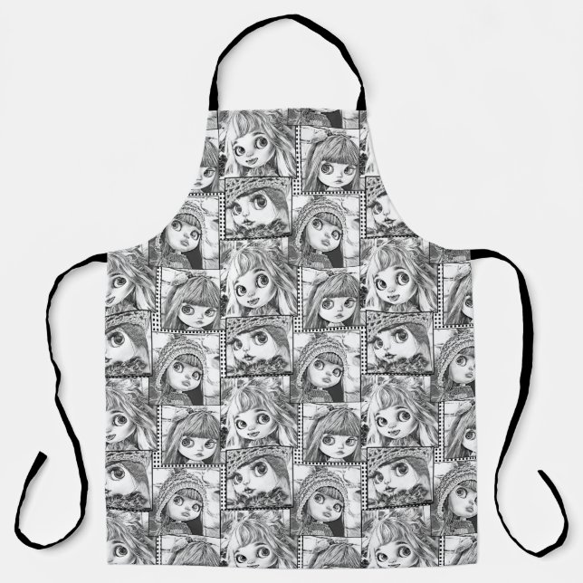 My favourite black and white patchwork dolls  apron (Front)