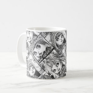 My favourite black and white patchwork dolls coffee mug