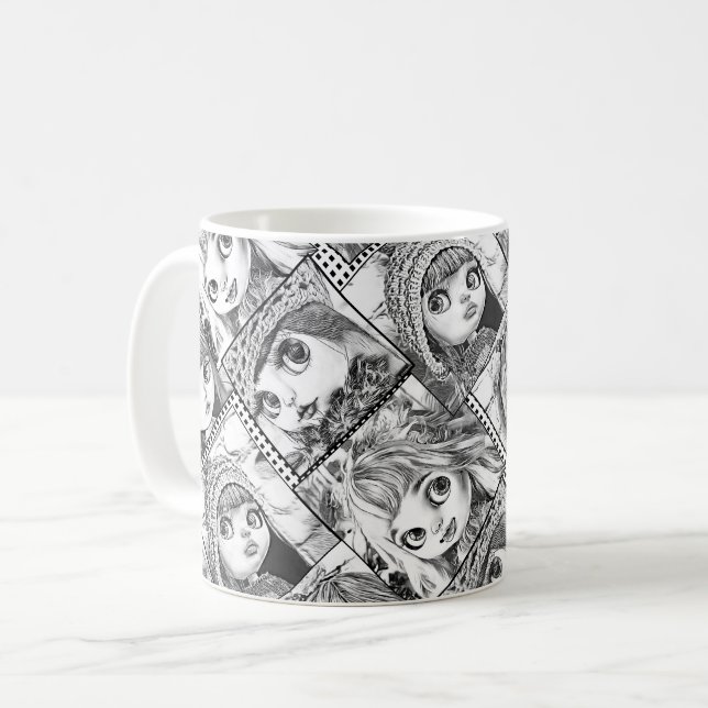 My favourite black and white patchwork dolls  coffee mug (Front Left)