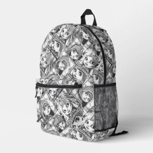 My favourite black and white patchwork dolls  printed backpack