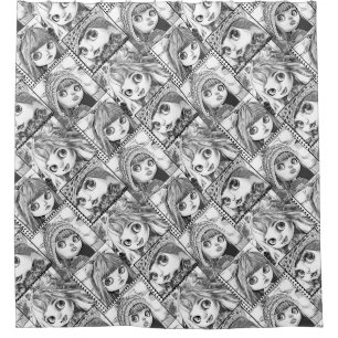 My favourite black and white patchwork dolls  shower curtain