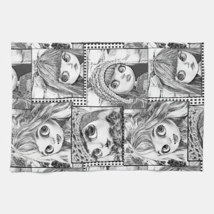My favourite black and white patchwork dolls  tea towel
