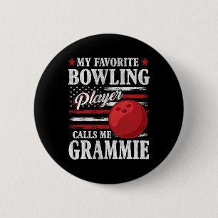 My Favourite Bowling Player Calls Me Grammie Usa F 6 Cm Round Badge
