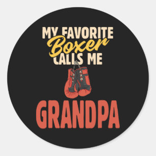 My Favourite Boxer Calls Me Grandpa Classic Round Sticker