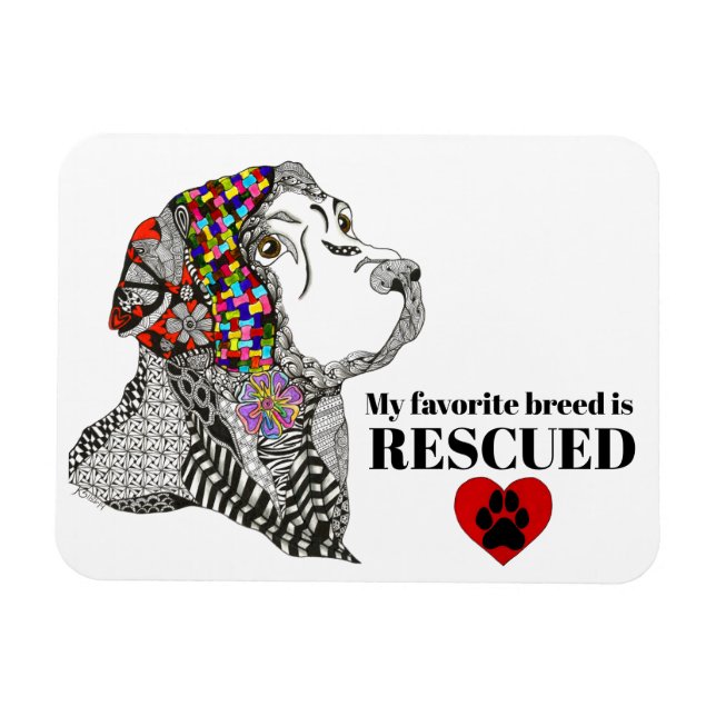 My Favourite Breed is Rescued Adoption Magnet 3"x4 (Horizontal)