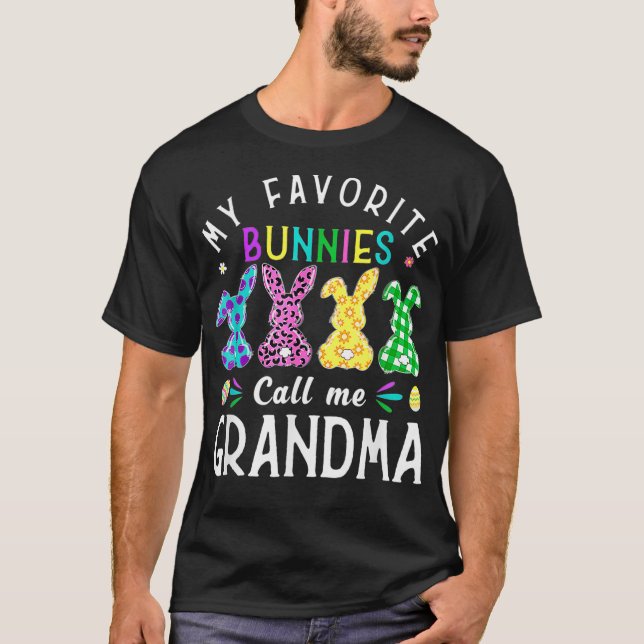 My Favourite Bunnies Call Me Grandma  Bunny Egg Le T-Shirt (Front)