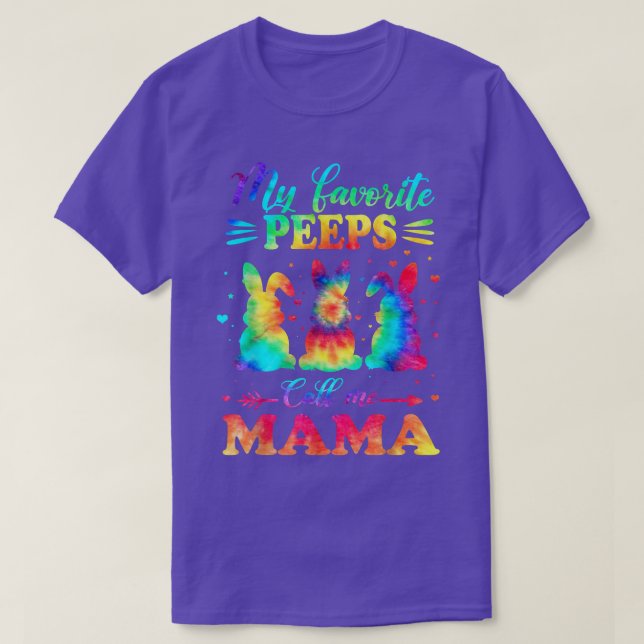 My Favourite Bunnies Call Me Mama Easter Tie Dye  T-Shirt (Design Front)