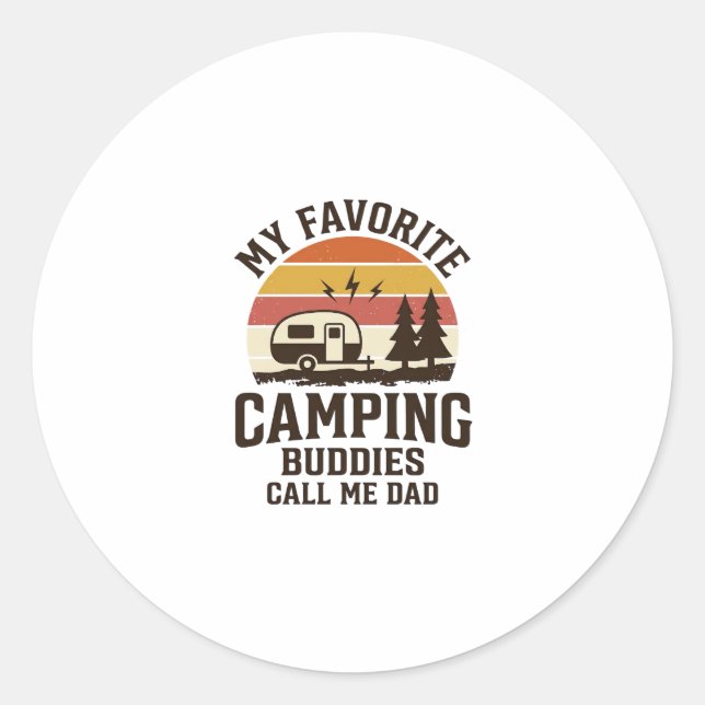 My Favourite Camping Buddies Call Me Dad Vector De Classic Round Sticker (Front)