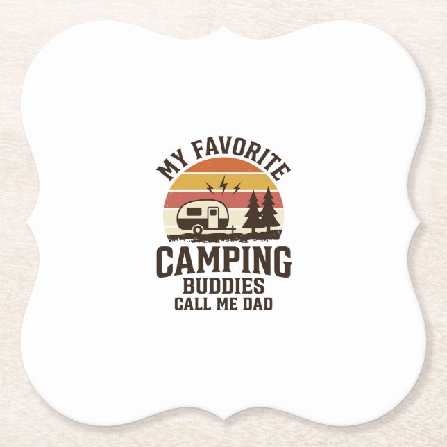 My Favourite Camping Buddies Call Me Dad Vector De Paper Coaster (Front)