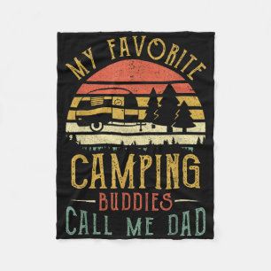 My Favourite Camping Buddies Call Me Dad Vintage F Fleece Blanket