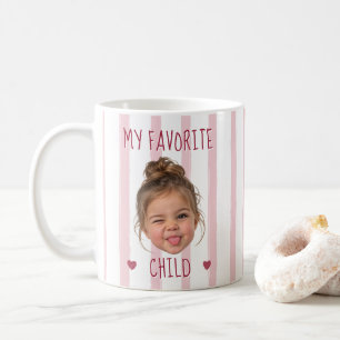 My Favourite Child Funny Custom Photo Pink Stripe Coffee Mug