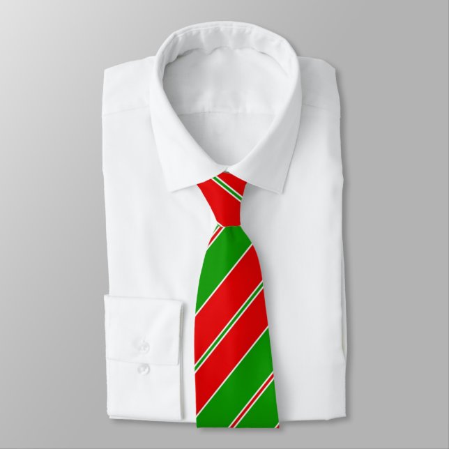 My Favourite Christmas Tie, red and green stripes Tie (Tied)