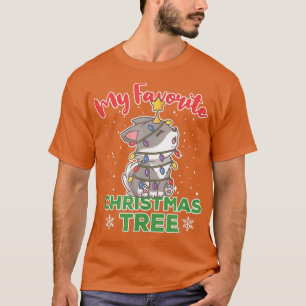 My Favourite Christmas Tree Wolf With Xmas Lights T-Shirt