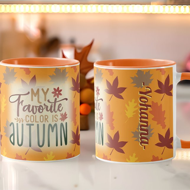 My favourite colour is Autumn personalised leaves Mug (My favorite color is Autumn personalized leaves Mug)
