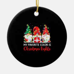 My Favourite Colour Is Christmas Light Gnome Ceramic Tree Decoration