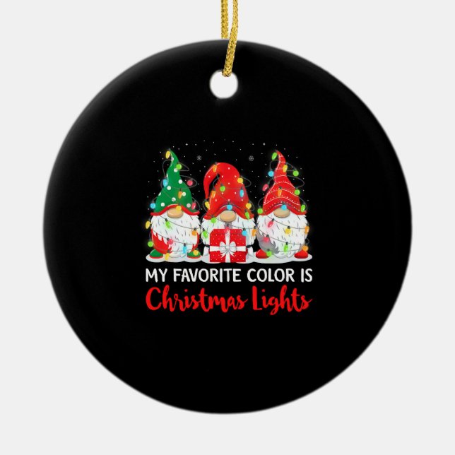My Favourite Colour Is Christmas Light Gnome Ceramic Tree Decoration (Front)