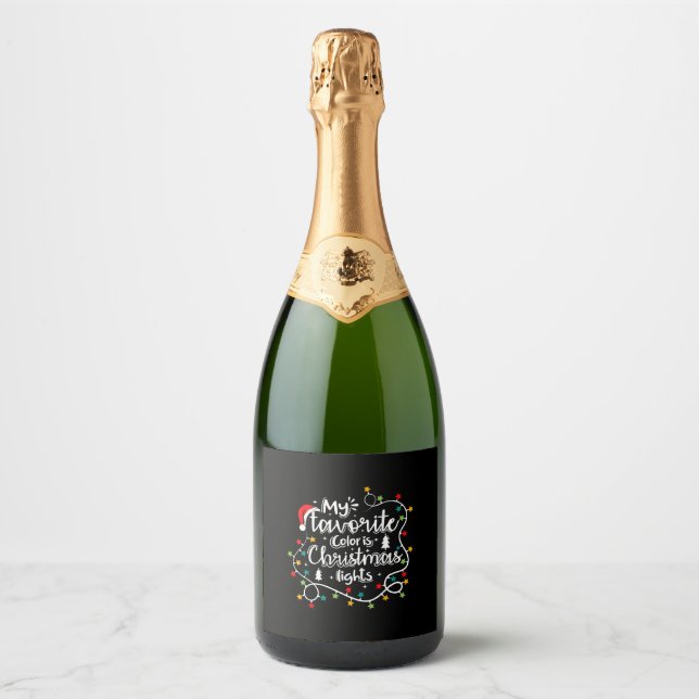 My Favourite Colour Is Christmas Lights Christmas Sparkling Wine Label (Front)