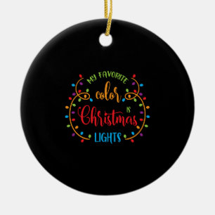 My favourite colour is Christmas lights funny desi Ceramic Tree Decoration