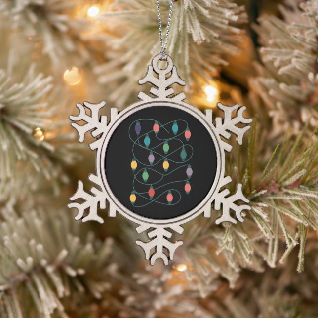 My Favourite Colour Is Christmas Lights Funny Paja Snowflake Pewter Christmas Ornament (Tree)