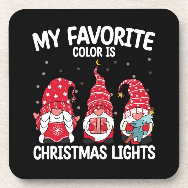 My Favourite Colour Is Christmas Lights Gnome Coaster (Front)