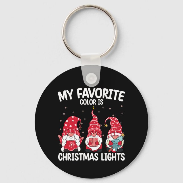 My Favourite Colour Is Christmas Lights Gnome Key Ring (Front)