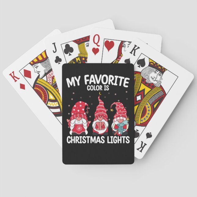 My Favourite Colour Is Christmas Lights Gnome Playing Cards (Back)