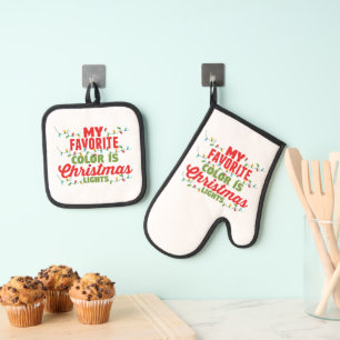 My Favourite Colour Is Christmas Lights Oven Mitt & Pot Holder Set