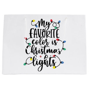 My Favourite Colour is Christmas Lights Santa Clau Large Gift Bag