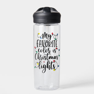 My Favourite Colour is Christmas Lights Santa Clau Water Bottle