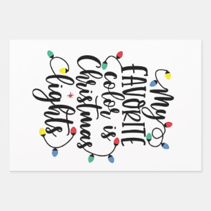 My Favourite Colour is Christmas Lights Santa Clau Wrapping Paper Sheet