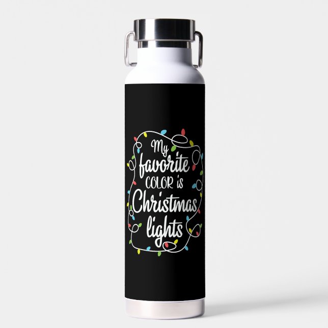 my favourite colour is christmas lights water bottle (Front)