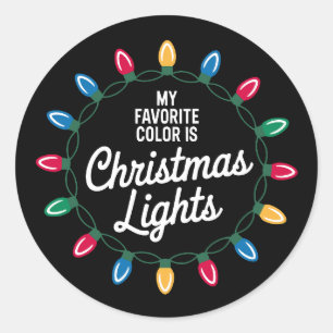 My Favourite Colour Is Christmas Lights Wreath Bul Classic Round Sticker