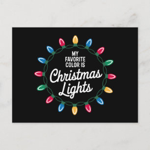 My Favourite Colour Is Christmas Lights Wreath Bul Holiday Postcard