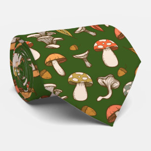 "My favourite colour is fall" mushrooms pattern Tie