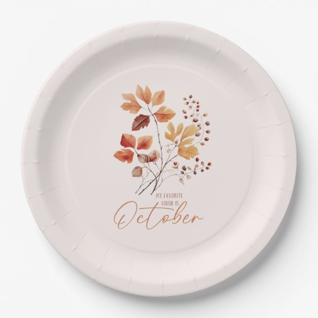 My Favourite Colour Is October –Autumn Leaves & Pi Paper Plate (Front)