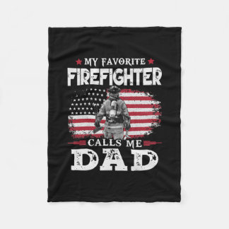 My Favourite Firefighter Calls Me Dad USA Flag Fleece Blanket