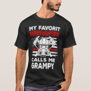 My Favourite Firefighter Calls Me Grampy Thin Red T-Shirt