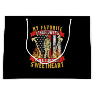 My Favourite Firefighter Calls Me Sweetheart Large Gift Bag