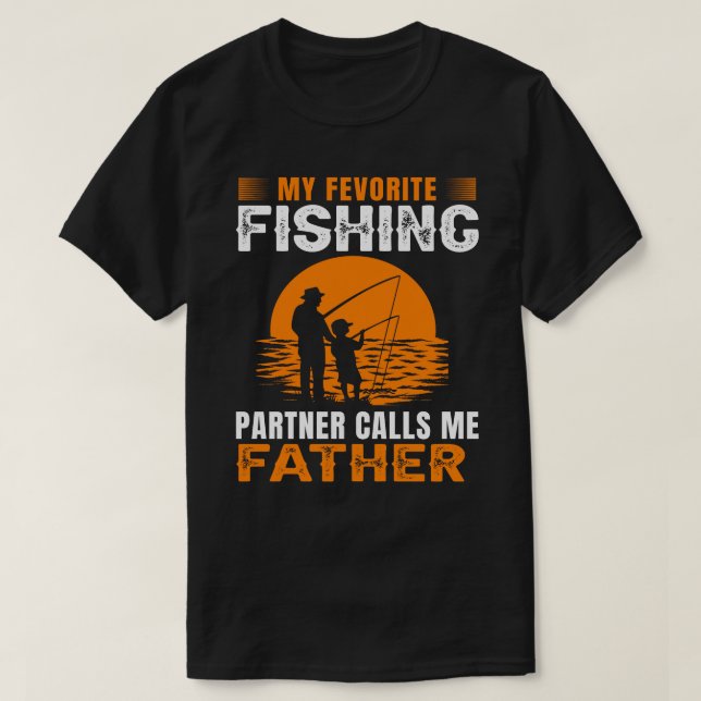 My Favourite Fishing Partner Calls Me FATHER Vinta T-Shirt (Design Front)