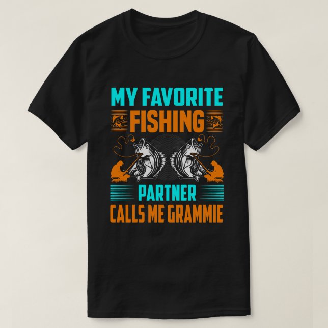 My Favourite Fishing Partner Calls Me GRAMMIE Vint T-Shirt (Design Front)