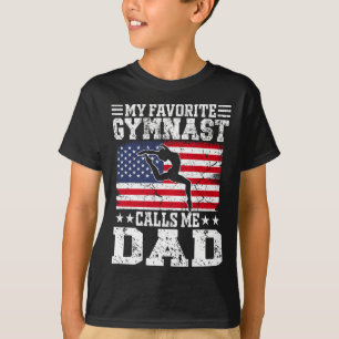 My Favourite Gymnast Calls Me Dad Usa Flag Father' T-Shirt
