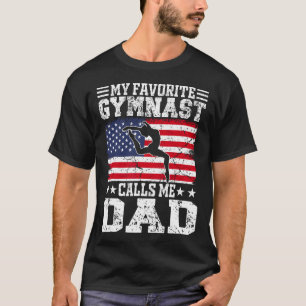 My Favourite Gymnast Calls Me Dad Usa Flag Father' T-Shirt