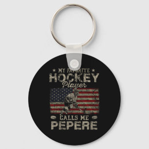 My Favourite Hockey Player Calls Me Pepere Father& Key Ring