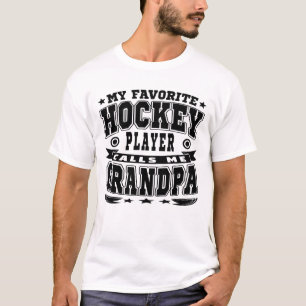 My Favourite Hockey Player Funny Grandpa Text T-Shirt