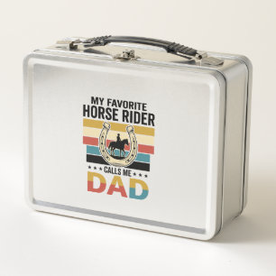 My Favourite Horse Rider Calls Me Dad Shirt Design Metal Lunch Box