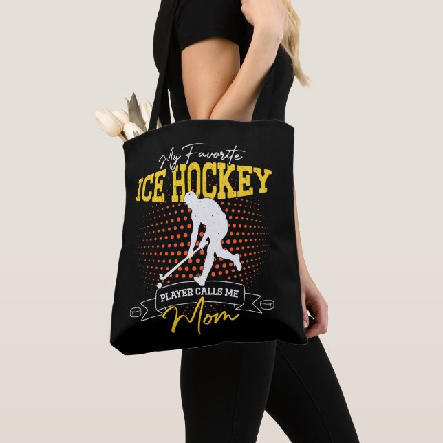 My Favourite Ice Hockey Player Calls Me Mum Funny Tote Bag (Close Up)