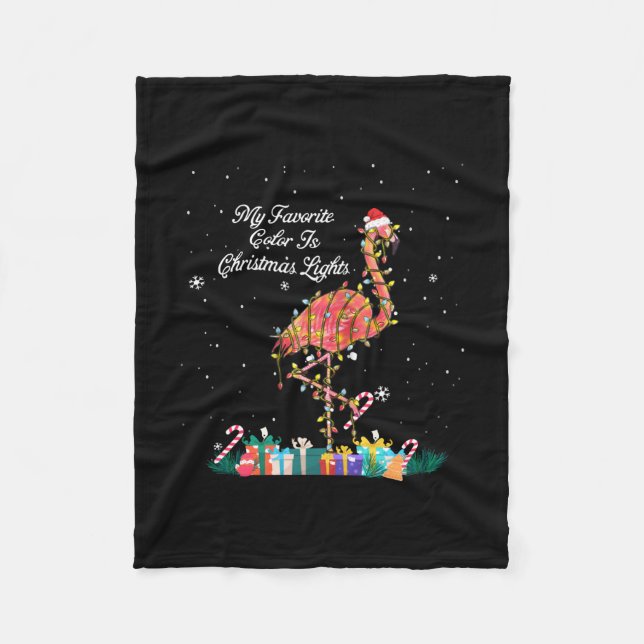 My Favourite Is Christmas Lights Costume Flamingo Fleece Blanket (Front)