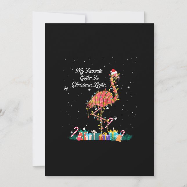 My Favourite Is Christmas Lights Costume Flamingo Holiday Card (Front)