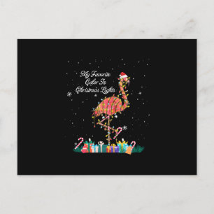 My Favourite Is Christmas Lights Costume Flamingo Holiday Postcard